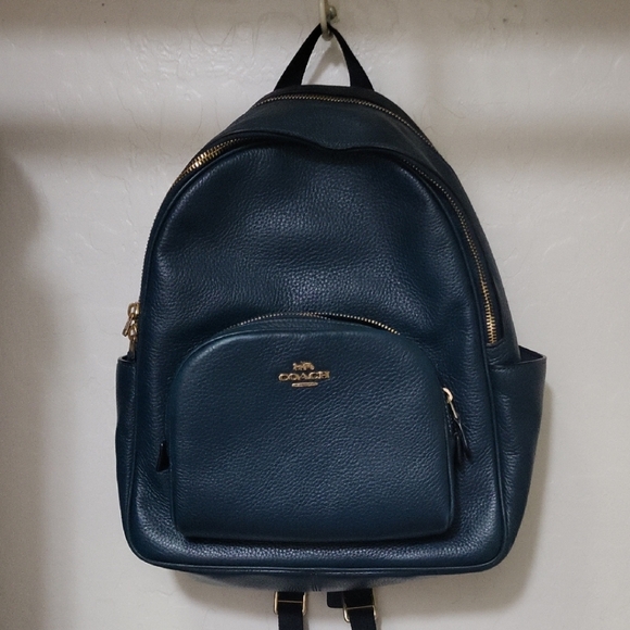 Coach Navy Leather Backpack - Picture 1 of 9